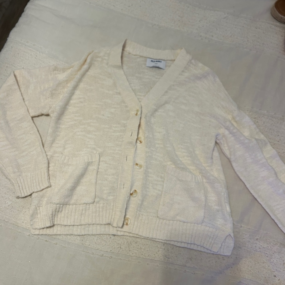 Old Navy Cream Knit Cardigan Sweater